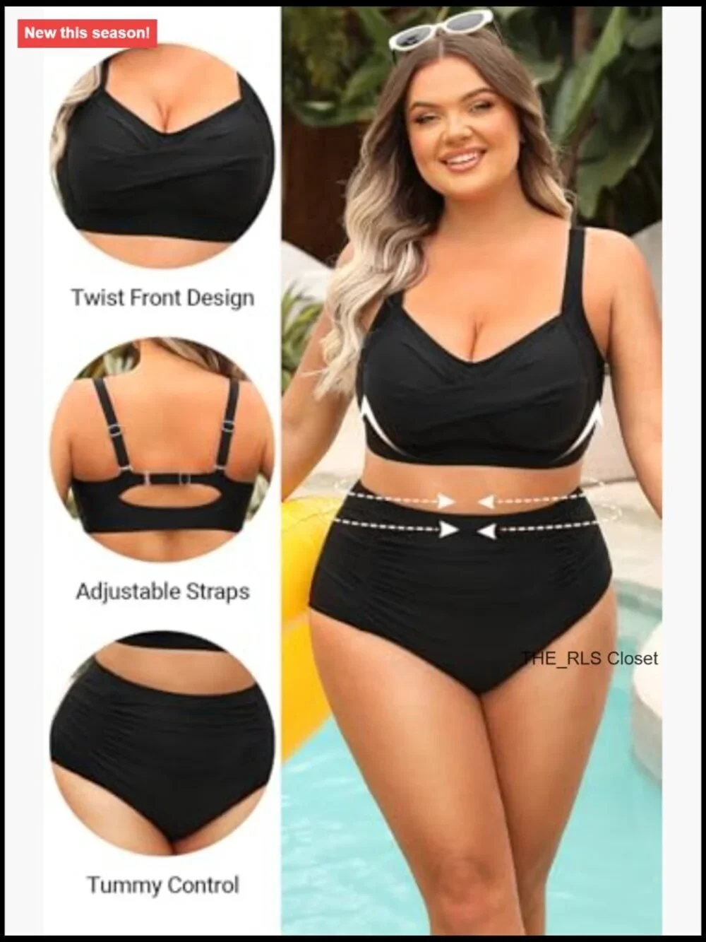 Plus Size High Waist Bikini Set with Tummy Control Ruched Full Coverage